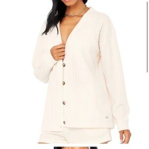 ALO YOGA Ribbed Take Comfort Cardigan - Ivory